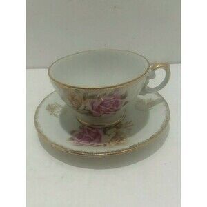 Norleans Bone China Cup and Saucer Made in Japan Rose Pattern